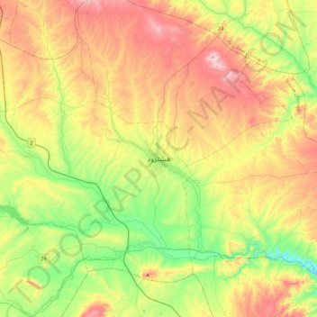 Mapa topográfico Hashtrud, altitude, relevo