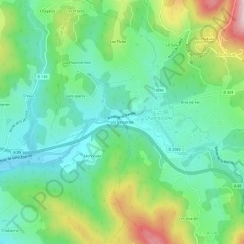 Mapa topográfico Les Bargettes, altitude, relevo