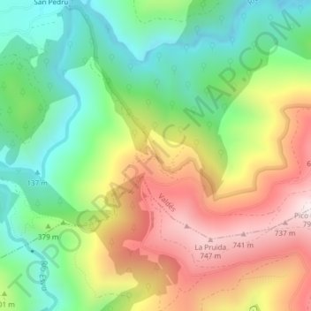Mapa topográfico Adrao, altitude, relevo
