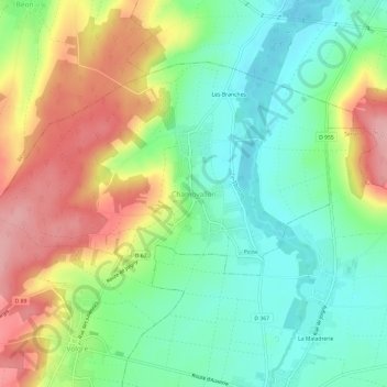 Mapa topográfico Champvallon, altitude, relevo