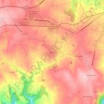 Mapa topográfico Ceignac, altitude, relevo