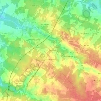 Mapa topográfico La Roulerie, altitude, relevo