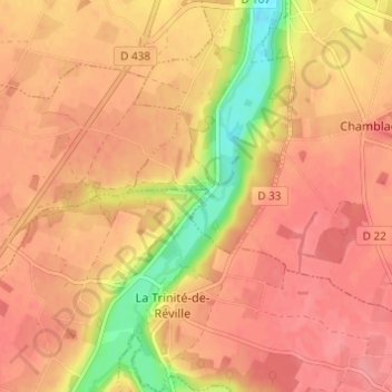 Mapa topográfico Les Nerveaux, altitude, relevo