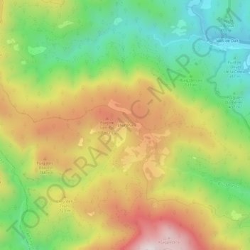 Mapa topográfico Lliurona, altitude, relevo
