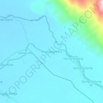 Mapa topográfico Magelang Baru, altitude, relevo