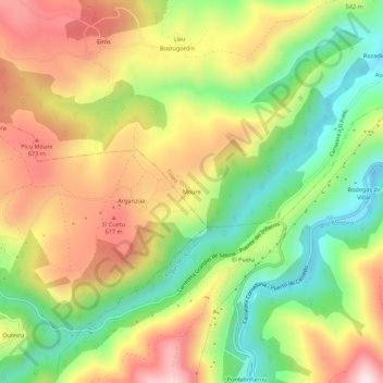 Mapa topográfico Moure, altitude, relevo