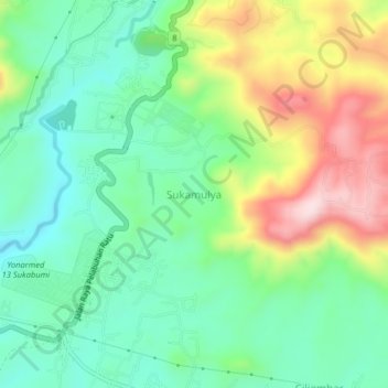 Mapa topográfico Sukamulya, altitude, relevo