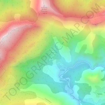 Mapa topográfico Chasteuil, altitude, relevo