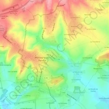 Mapa topográfico Le Moulin à Vent, altitude, relevo