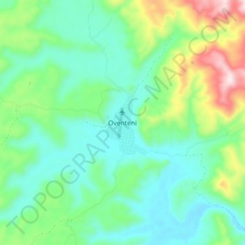 Mapa topográfico Oventeni, altitude, relevo