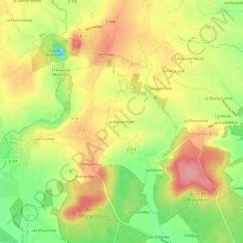 Mapa topográfico La Maisonneuve, altitude, relevo