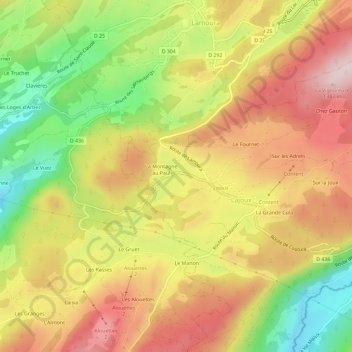 Mapa topográfico Petite Joux, altitude, relevo