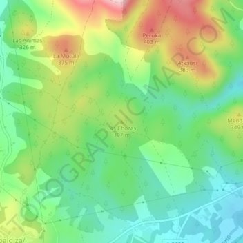 Mapa topográfico Las Chozas, altitude, relevo