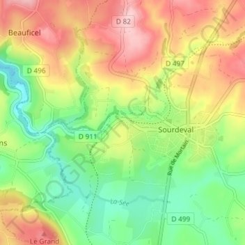Mapa topográfico La Bruyère de Haut, altitude, relevo