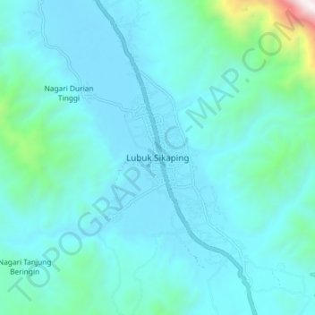 Mapa topográfico Lubuk Sikaping, altitude, relevo