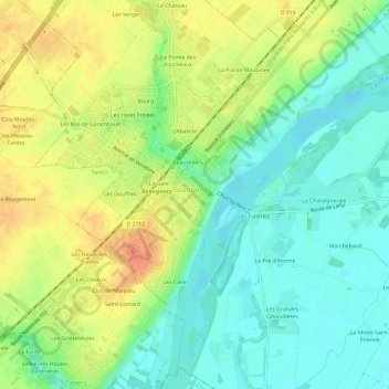 Mapa topográfico Le Bourg, altitude, relevo