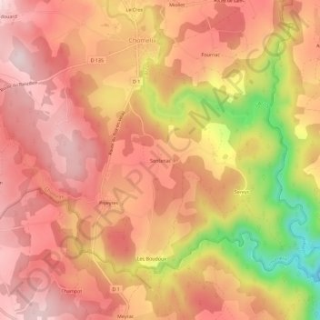 Mapa topográfico Sentenac, altitude, relevo