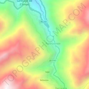 Mapa topográfico Chachan, altitude, relevo