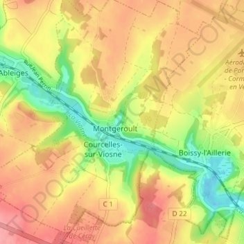 Mapa topográfico La Croix Verdeau, altitude, relevo