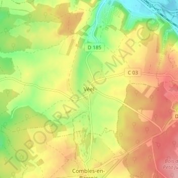 Mapa topográfico Véel, altitude, relevo