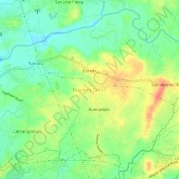 Mapa topográfico Ibayong Tabon, altitude, relevo