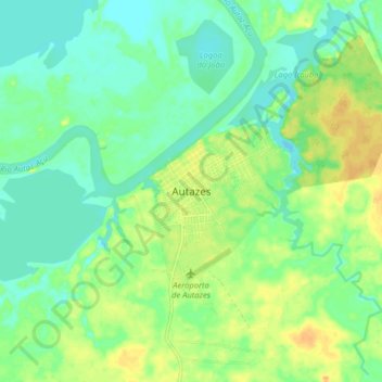 Mapa topográfico Autazes, altitude, relevo