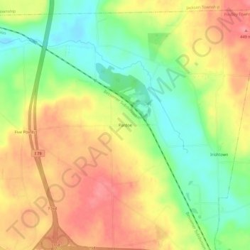 Mapa topográfico Pardoe, altitude, relevo