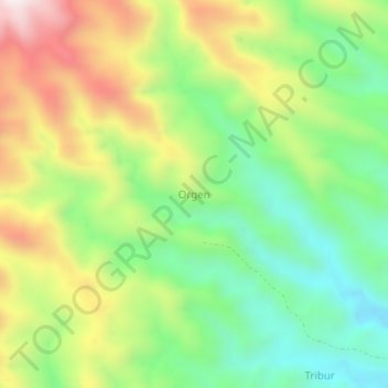 Mapa topográfico Orgen, altitude, relevo