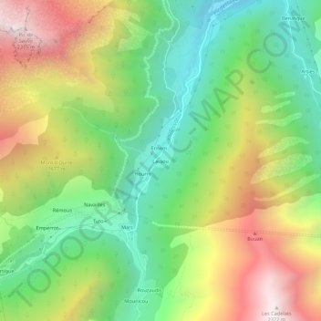 Mapa topográfico Laujou, altitude, relevo