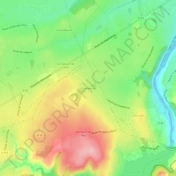 Mapa topográfico Champlong, altitude, relevo