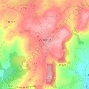 Mapa topográfico La Pasquerie, altitude, relevo
