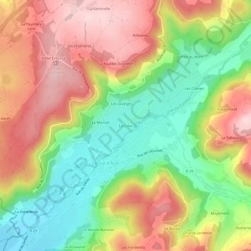 Mapa topográfico La Croix, altitude, relevo