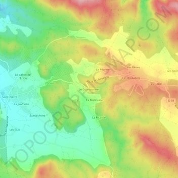 Mapa topográfico Le Courcoussier, altitude, relevo
