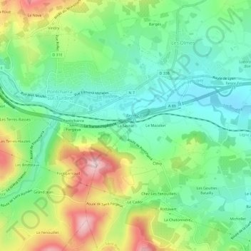 Mapa topográfico La Savoie, altitude, relevo