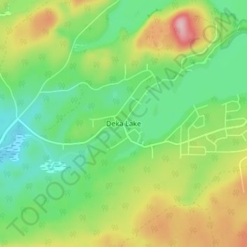 Mapa topográfico Deka Lake, altitude, relevo
