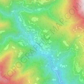 Mapa topográfico Montseny, altitude, relevo