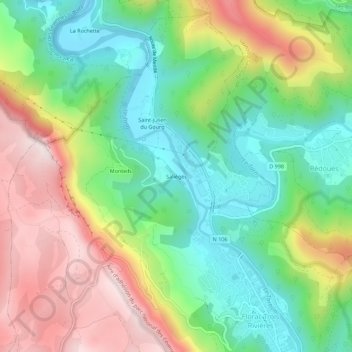 Mapa topográfico Salièges, altitude, relevo