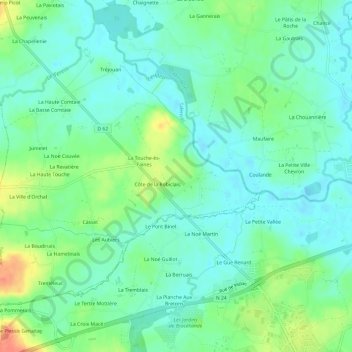 Mapa topográfico La Champagne, altitude, relevo