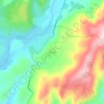 Mapa topográfico Serraggia, altitude, relevo
