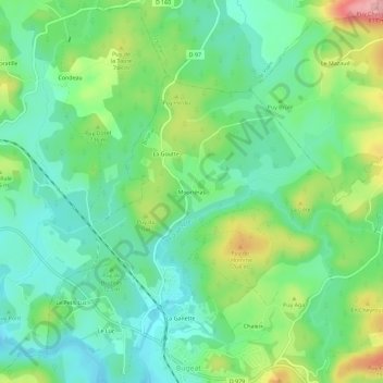 Mapa topográfico Mouriéras, altitude, relevo