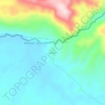 Mapa topográfico Sama, altitude, relevo