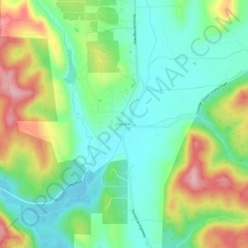 Mapa topográfico Lorane, altitude, relevo