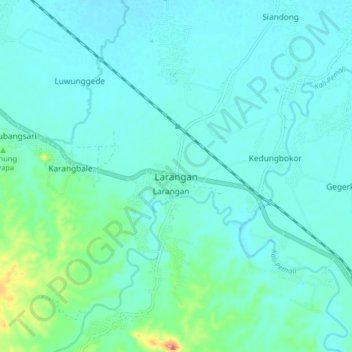 Mapa topográfico Larangan, altitude, relevo