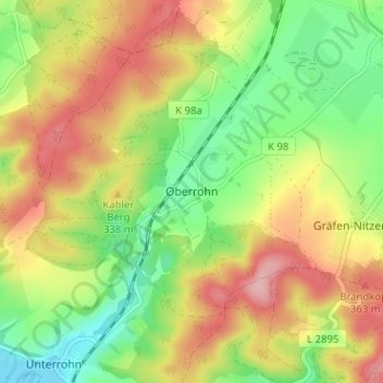 Mapa topográfico Oberrohn, altitude, relevo
