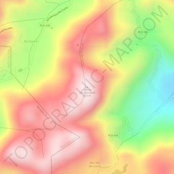 Mapa topográfico Morro São Bernardo, altitude, relevo