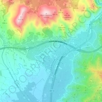 Mapa topográfico Lobres, altitude, relevo