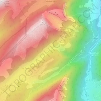 Mapa topográfico Fréchet, altitude, relevo