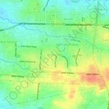 Mapa topográfico Kemuning, altitude, relevo