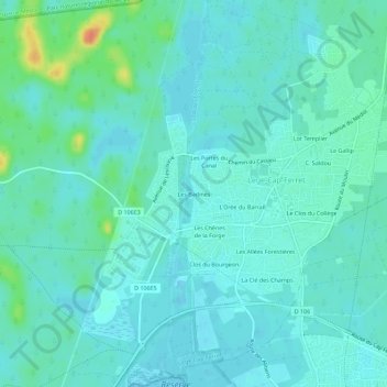 Mapa topográfico Les Badines, altitude, relevo