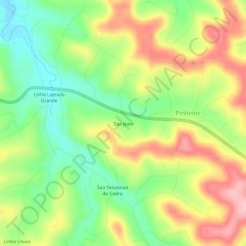 Mapa topográfico Sao Joao, altitude, relevo